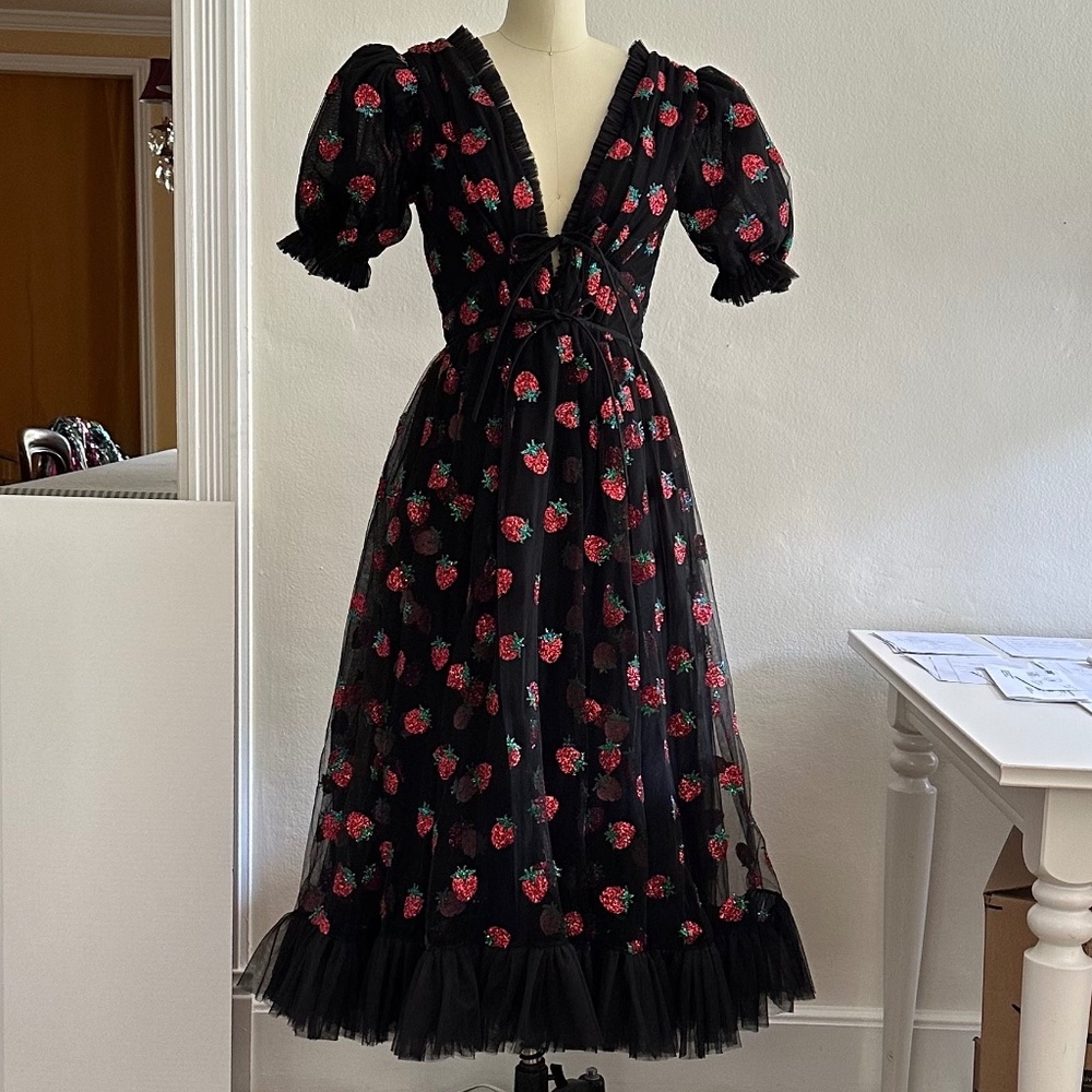 Lirika Matoshi Strawberry Dress Medium Black